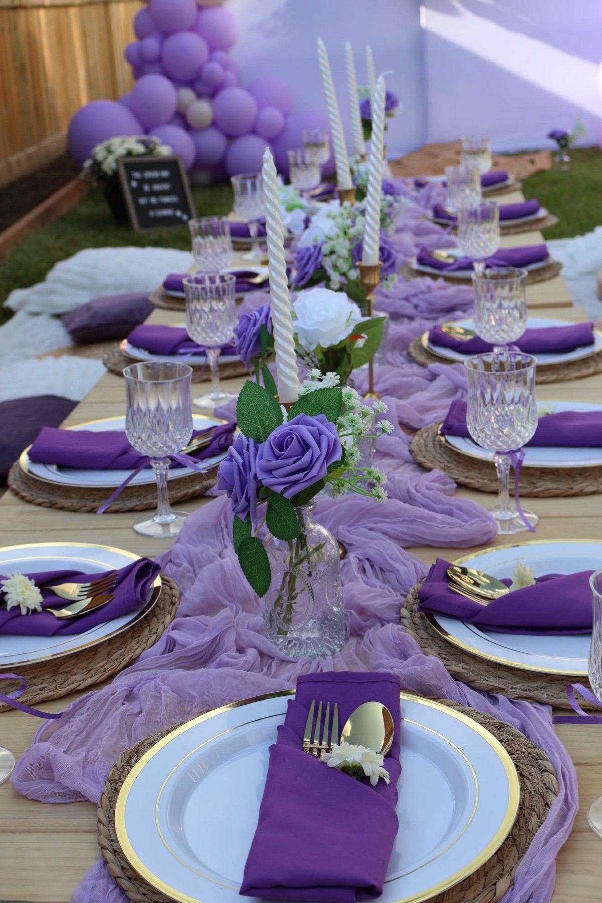 Close-up of Bride To Be bridal shower picnic table